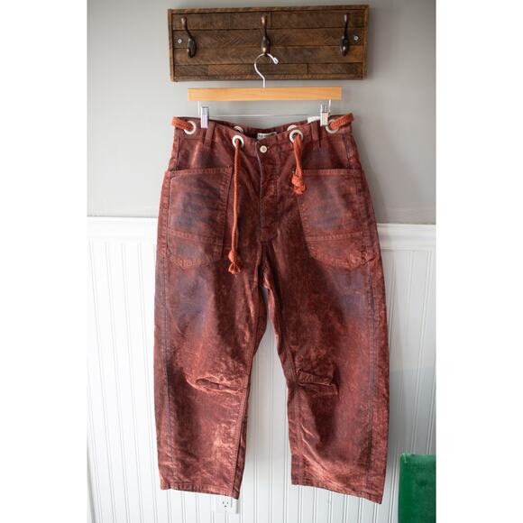 Free People We The Free Moxie Flocked Pull-On Barrel Jeans 25 NEW - Picture 3 of 5